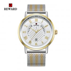 China Mesh Strap Mens Watches Quartz Stainless Steel Mineral Crystal Glass With Date supplier