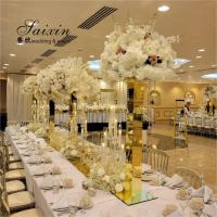 China Hot selling gold mirror display stand flower stand for wedding centerpieces on sale