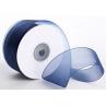 China 1 . 5 Inch Plain Polyester Organza Ribbon Dark Blue / Red Color Satin Edge wholesale