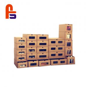 China Customized Kraft Paper  With Clear PVC Window Cardboard Shoe Storage Boxes supplier