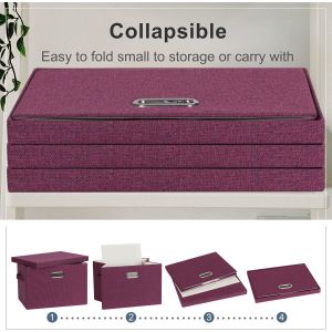 China Large jute fabrics Collapsible Storage Bins With Lids Jute Fabric Foldable Storage Boxes Organizer Containers Baskets Cube With Cover For Home Bedroom Closet Office Nursery wholesale