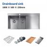 40inch Top Mount Apron Sink Stainless Steel Double Bowl With Drainboard