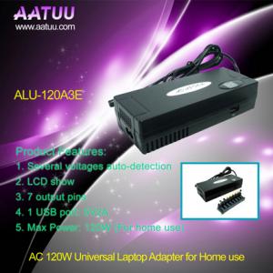 China Auto-detection 120W AC Universal Notebook  Adapter with LCD Show, 8 Output Pins ALU-120A3E supplier