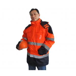 China Executive 5 In 1 Hi Vis Waterproof Jacket With Hood , High Visibility Safety Clothing  supplier