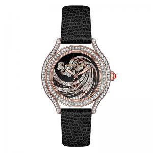 China Luxury Leather Strap Quartz Watch Inlaid With A Large Number Of Zircon Jewelry supplier