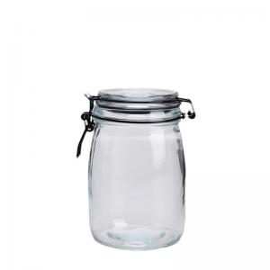 China Empty Glass Food Canister Closure Airtight Clear Glass Canisters supplier
