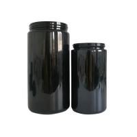 China 10oz Matte Black Glass Jars Uv Glass Jar Childproof Smell Proof Glass Jar Custom on sale