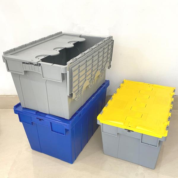 China Stackable Heavy Duty Plastic Moving Crate With Lid wholesale