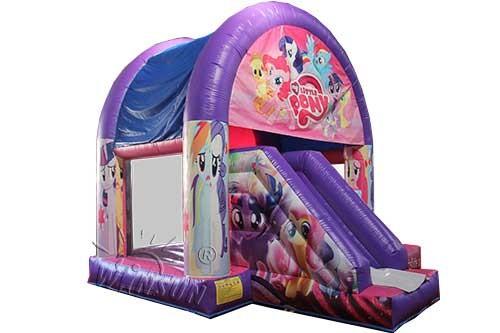 Ponies Theme Inflatable Bounce House With Slide WSC-265 PVC Material