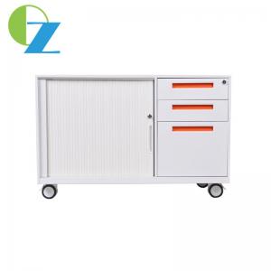 Office Storage Steel 3 Drawer Mobile File Cabinet With Tambour Door
