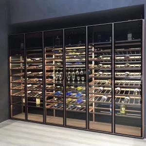 China High-End Wine Liquor Cabinet Thermostatic Gold Color Stainless Steel Wine Rack supplier
