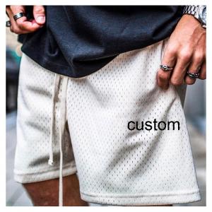 Men Cotton Shorts Custom Logo Casual Gym Sport Mesh Basketball Short