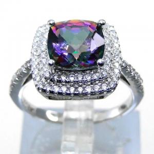 925 Serling Silver Jewelry Sets Cushion Cut Mystic Topaz Engagement Ring