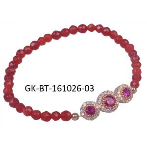 China Fashion design agate beads bracelet, rose gold plated silver bracelet with red beads supplier