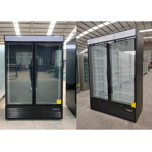 Self Contained Glass Double Door Display Freezer With Light Canopy