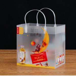 China Custom Printed Logo Handle Translucent Plastic PE Shopping Bag wholesale