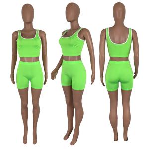 China Pure Color Spring & Summer Sexy Sleeveless Vest Shorts Set 13 Colors supplier