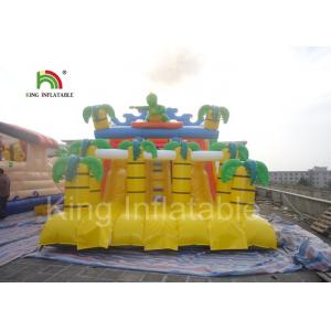 China Outdoor 8m * 6m Double Lanes Dinosaur Blow Up Dry Slide By Plato 0.55mm PVC Tarpaulin supplier