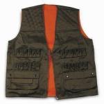 Safety Vest with Zipper and Button, Made of Polyester and Cotton