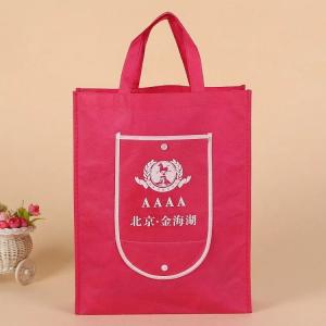 Light Red Reusable Shopping Bags That Fold Into Themselves Customized Logo