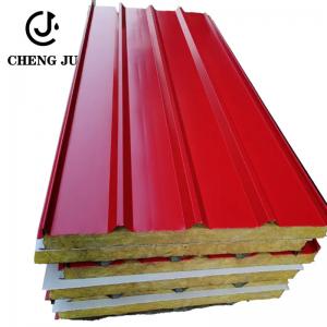 Los paneles revestidos del tejado del bocadillo de bocadillo del panel del tejado de construcción del material del color rojo del panel