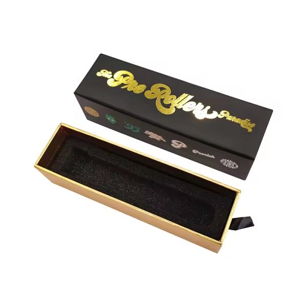 Gold Foil Drawer Box Custom Luxury Match Style Rigid Sliding Paper Box With Foam Insert