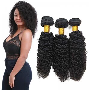 Genuine Raw Virgin Curly Hair Bundles / Jerry Curly Hair Weave With Closure