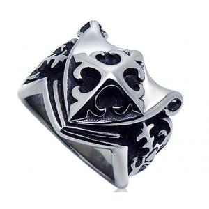 Scout flower pattern Cross Shield Men's Rings Fashionable essential titanium steel ring