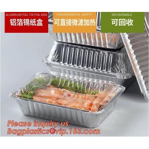 China Food grade aluminium foil container/ carryout lunch box/tray with Cardboard Lid,airline foil food container bagplastics wholesale