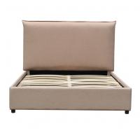 China Linen Light Brown Bed Frame King Europen Style Modern Upholstered Platform Bed on sale