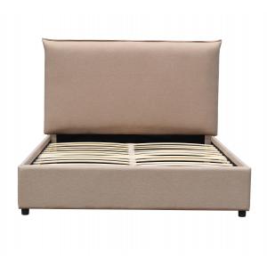 Linen Light Brown Bed Frame King Europen Style Modern Upholstered Platform Bed