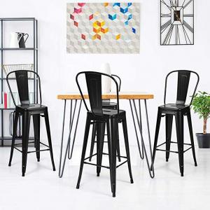 China Restaurant High Bistro Table And Stools Outdoor Modern Black Metal Stackable Style wholesale