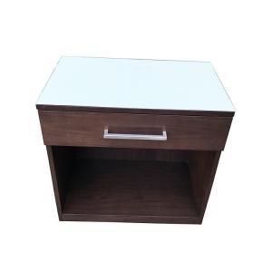 China White Back Painted Hotel Bedside Tables Tempered Glass Top One Drawer supplier