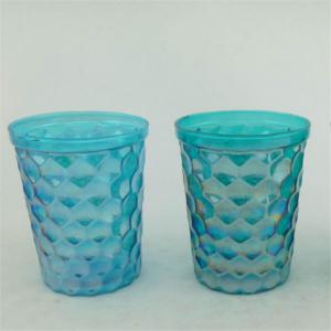 China concave convex shape blue candle holder supplier