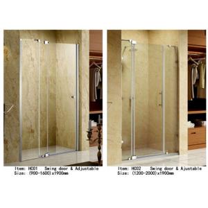 3 Panels Straight Frameless Glass Shower Doors Hinge Opening Style With Adjustable Support Bar