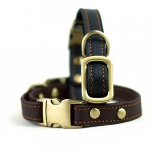 China Handmade Stylish Real Leather Dog Collars Easy Care For Medium Dog Breeds supplier