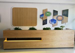 Simple Modern Wood Reception Desk L Shaped Corner Middle Groove