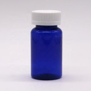 China 2OZ/60ml/CC Blue Plastic Capsule Bottle with Screw Cap PET Material 32mm Neck Size supplier