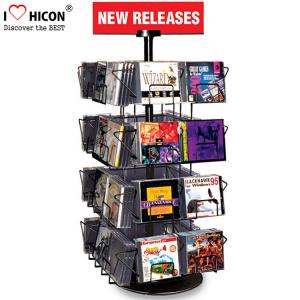 CD Merchandising Metal Display Racks 32 Pockets Book Retail Rotating Display Rack