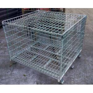 Galvanized Warehouse Storage Shelves Welded Steel Lockable Wire Mesh Pallet Cage