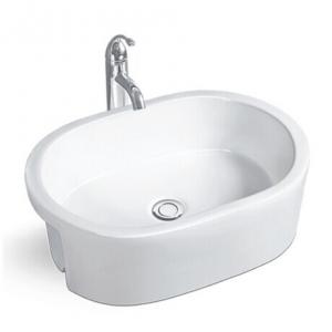 China Semi-Counter Mounting Ceramic Sinks Sanitary Ware Oval Art Basin Bathroom Hand Wash Basin supplier
