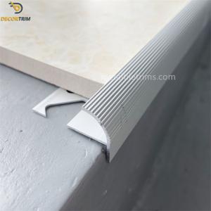 Aluminum 6063 Tile Nosing Trim , Matt Silver Decorative Bullnose Tile Trim