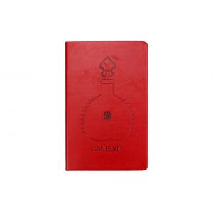 Rectangle Custom Journal Printing And Binding PU Leather Cover Red Embossed Logo