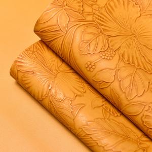 3D Retro Floral Embossed PVC Leather Brushed Bottom For Handbag Packaging Box Decorative Fabric Placemat Faux Leather