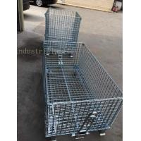 China Customized Galvanized Collapsible Wire Cage Conveyable With Casters 6mm Thickness on sale