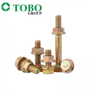 Grade 8.8 Galvanized Serrated Hex Flange Machine Bolts With Nuts Gold Bolts For Motorcycle Din6921