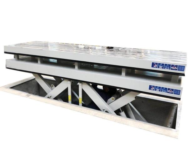 Double Scissor Lift Table with Safety Frame and 3650x1000mm Platform for 1000mm Lifting Height in Warehouse Management