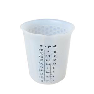 China Heat Resistant Silicone Kitchen Tool Measuring Cups 500ml 16oz Custom Scale supplier