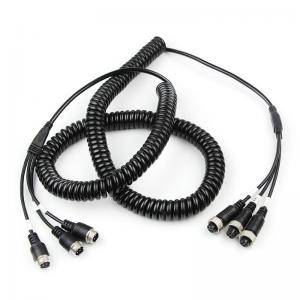 China Stretchable 4PIN Black 3 To 3 Aviation Spring Extension Cable Car Camera Accessories FCC supplier