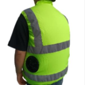 Green Safety Vest With Cooling Fan Hi Vis Reflective Vest And Fans For Security Roadway Workers